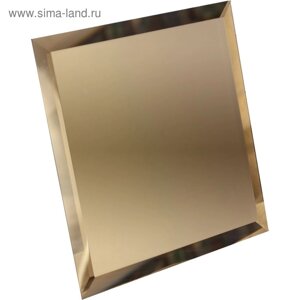 Квадратная зеркальная бронзовая плитка с фацетом 10 мм, 180х180 мм