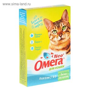 Лакомство Омега Nео+Мятное настроение" для кошек, с кошачьей мятой, 90 табл