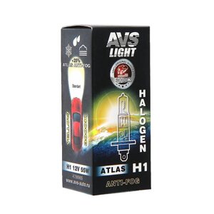 Лампа автомобильная AVS ATLAS ANTI-FOG / BOX желтый H1.12V. 55W
