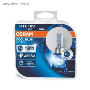 Лампа автомобильная Osram Cool Blue Intense, H11, 12 В, 55 Вт, набор 2 шт, 64211CBI-HCB