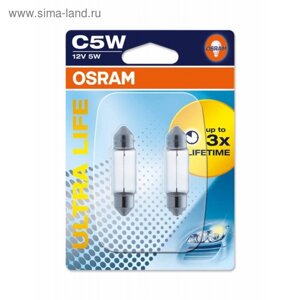 Лампа автомобильная Osram Ultra Life, C5W, 12 В, 5 Вт, SV8,5-35/11), 6418ULT