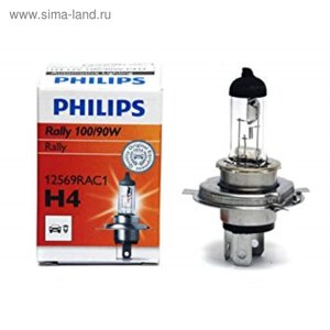 Лампа автомобильная Philips Rally, H4, 12 В, 100/90 Вт, 12569RAC1