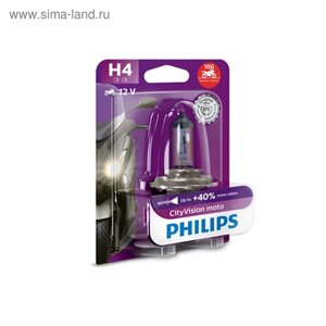 Лампа для мотоциклов Philips, 12 В, H4, 60/55 Вт, CityVision,40%белый яркий