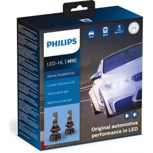 Лампа philips H11 12/24V-LED (PGJ19-2) 5800K 18W ultinon pro9000 HL LED, 2 шт, 11362U90CWX2 685927