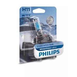 Лампа Philips H11 12 В, 55W (PGJ19-2)60%WhiteVision ultra , блистер 1 шт, 12362WVUB1