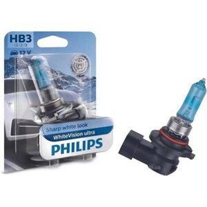 Лампа Philips HB3 12 В, 65W (P20d)60% вид.) WhiteVision ultra , блистер 1 шт, 9005WVUB1