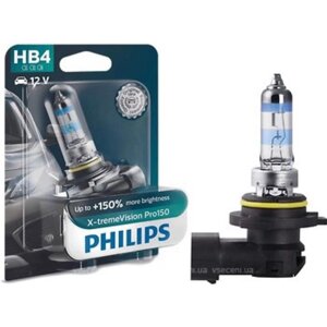 Лампа Philips HB4 12 В, 51W (150% света) X-treme Vision Pro150, блистер 1 шт, 9006XVPB1
