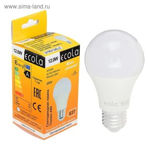 Лампа светодиодная Ecola classic, Е27, А60, 12 Вт, 4000 K, 110x60 мм