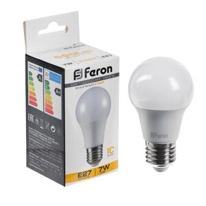 Лампа светодиодная FERON,7W) 230V E27 2700K A60, LB-91