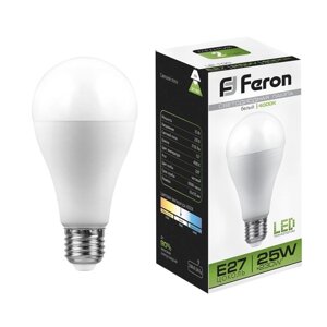 Лампа светодиодная FERON LB-100, A65, E27, 25 вт, 230 в, 4000 к, 2150 лм, 220°135 х 65 мм