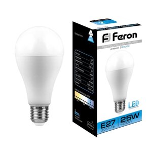 Лампа светодиодная FERON LB-100, A65, E27, 25 вт, 230 в, 6400 к, 2200 лм, 220°135 х 65 мм