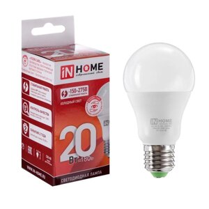 Лампа светодиодная IN HOME LED-A60-VC, е27, 20 вт, 230 в, 6500 к, 1900 лм