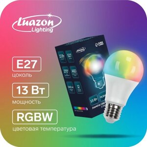 Лампа светодиодная RGB+W, с пультом , А60, 13 Вт, 1040 Лм, Е27, 220 В