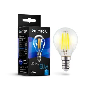 Лампа Voltega 7022, 6Вт, 4,5х4,5х7,8 см, E14, 600Лм, 4000К, цвет прозрачный