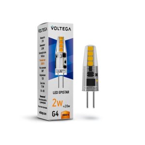 Лампа Voltega 7142, 2Вт, 1,1х1,1х3,8 см, G4, 140Лм, 2800К, цвет прозрачный