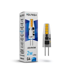 Лампа Voltega 7143, 2Вт, 1,1х1,1х3,8 см, G4, 160Лм, 4000К, цвет прозрачный