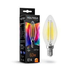 Лампа Voltega 7152, 7Вт, 9,8х10 см, E14, 540Лм, 2800К, цвет прозрачный