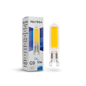 Лампа Voltega 7182, 5Вт, 1,4х1,4х6 см, G9, 400Лм, 4000К, цвет прозрачный