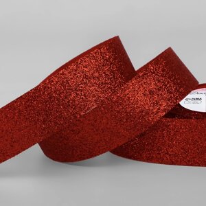 Лента декоративная «Блёстки», 25 мм 9,1 0,5 м, цвет красный
