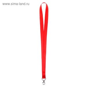 Лента для бейджа ширина-20 мм, длина-90 см с металлическим карабином, красная