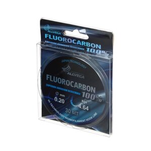 Леска монофильная ALLVEGA FX Fluorocarbon 100%диаметр 0.20 мм, тест 4.64 кг, 30 м, прозрачная