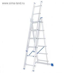 Лестница шарнирная "Сибртех" 97817, алюминиевая, трехсекционная, 3х7 ступеней
