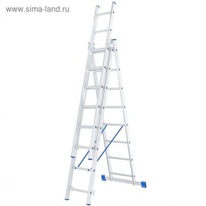 Лестница шарнирная "Сибртех" 97818, алюминиевая, трехсекционная, 3х8 ступеней