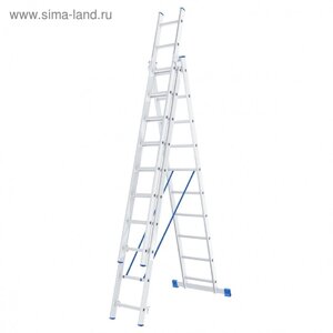 Лестница шарнирная "Сибртех" 97820, алюминиевая, трехсекционная, 3х10 ступеней