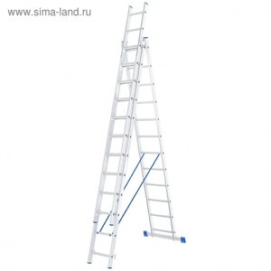 Лестница шарнирная "Сибртех" 97822, алюминиевая, трехсекционная, 3х12 ступеней