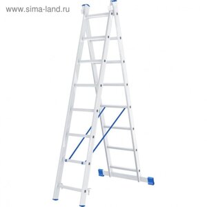 Лестница "Сибртех" 97908, алюминиевая, двухсекционная, 2 х 8 ступеней