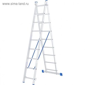 Лестница "Сибртех" 97909, алюминиевая, двухсекционная, 2 х 9 ступеней