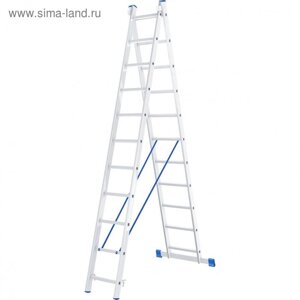 Лестница "Сибртех" 97911, алюминиевая, двухсекционная, 2 х 11 ступеней