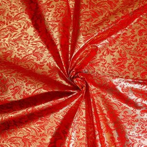 Лоскут «Парча», красный с золотыми узорами, 100 150 см