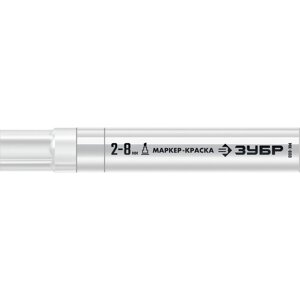 Маркер-краска строительный ЗУБР МК-800 06327-8, клиновидный, 2-8 мм, белый
