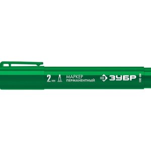 Маркер строительный ЗУБР МП-300 06322-4, перманентный, заостренный, 2 мм, зеленый