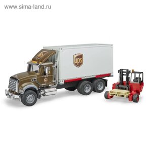 Машинка Mack «Фургон UPS», с погрузчиком и паллетами