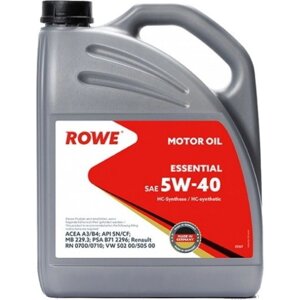 Масло моторное Rowe 5/40 Essential A3/B4, SN/CF, синтетическое, 4 л