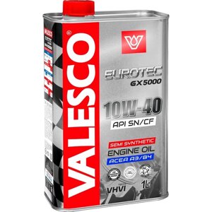 Масло полусинтетическое valesco eurotec GX 5000 10W-40 API SN/CF, 1 л