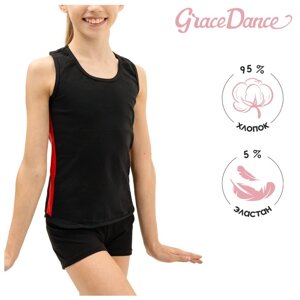 Майка-борцовка для гимнастики и танцев Grace Dance, р. 32, цвет чёрный/красный
