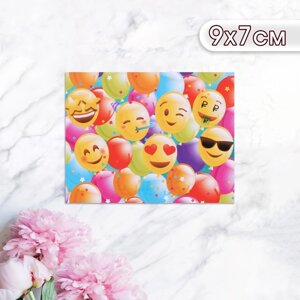 Мини-открытка "Универсальный" шары смайлы, 9 х 7 см