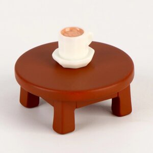 Миниатюра кукольная «Столик с чашкой», набор 2 шт., размер 1 шт. 3,5 3,5 2,5 см