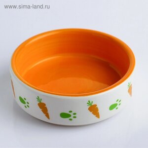 Миска керамическая с морковками 100 мл 8,8 х 8,8 х 3 см, оранжево-белая