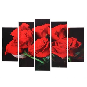 Модульная картина "Букет из роз"2-23х52; 2-24х70; 1-24х80) 120х80см