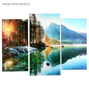 Модульная картина "Горное озеро"2-25х50, 30х60 см) 60х80 см