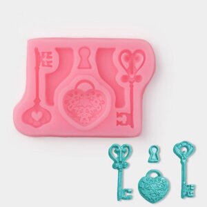 Молд Доляна «Ключ от сердца», силикон, 8,56,8 см, цвет МИКС