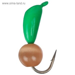 Мормышка безнасадочная "ЯМАН"Банан" зеленый, d=3 мм, вес 0.5 г, кошачий глаз красный (уп. 5 шт.)