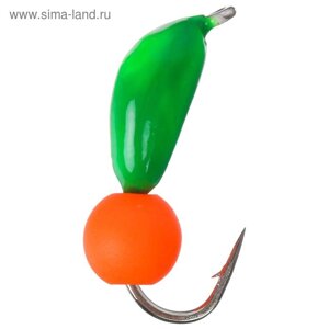 Мормышка безнасадочная "ЯМАН"Банан" зеленый, d=3 мм, вес 0.5 г, шарик оранжевый неон (уп. 5 шт.)