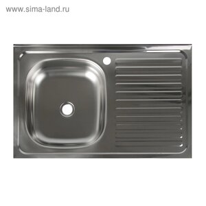Мойка кухонная "Владикс", накладная, без сифона, 80х50 см, левая, нержавеющая сталь 0.4 мм