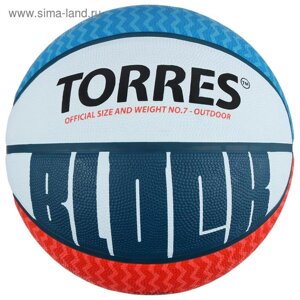 Мяч баскетбольный TORRES Block, B00077, резина, клееный, 8 панелей, р. 7