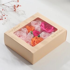 Мыльные лепестки "Разноцветные розы" набор 15 шт 5х16х13,6 см